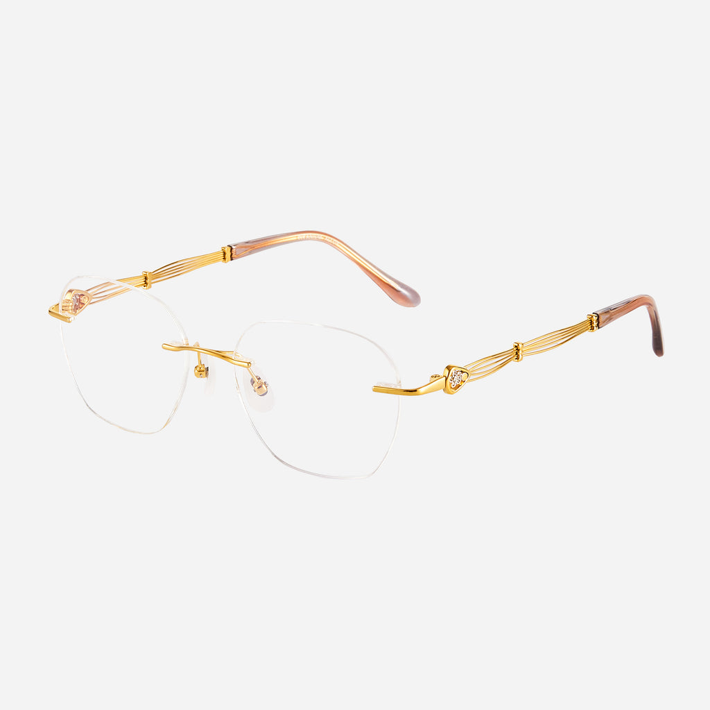 Artistic luxury eyewear featuring delicate lines and a modern feminine design