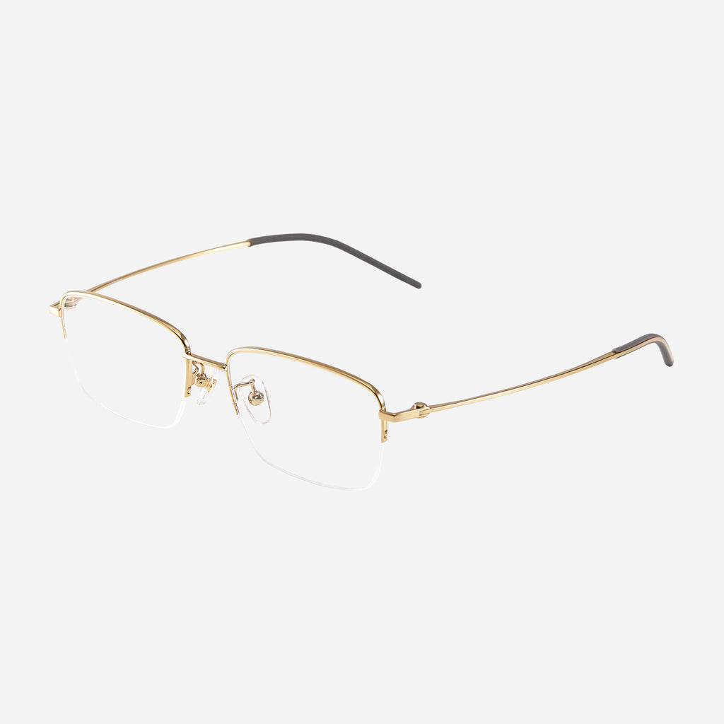 Semi-rimless square eyeglass frame in β-titanium with acetate temple tips, model Arden